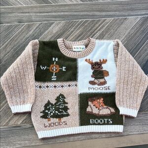 Vintage Baby Togs 3T Outdoors Sweater Moose Hiking Camping‎